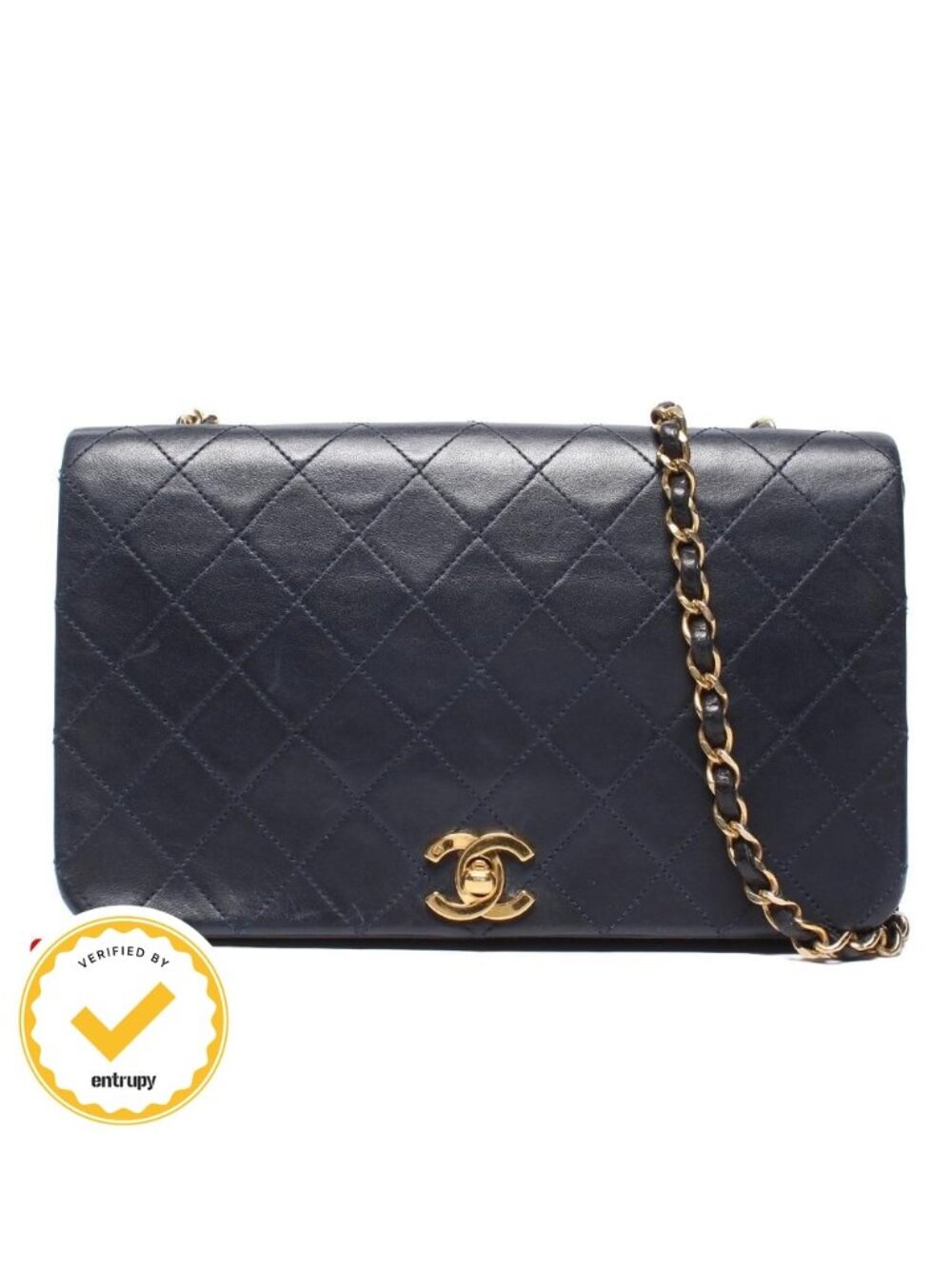 Chanel Chain Shoulder Bag Quilted Full Flap Gold Lambskin